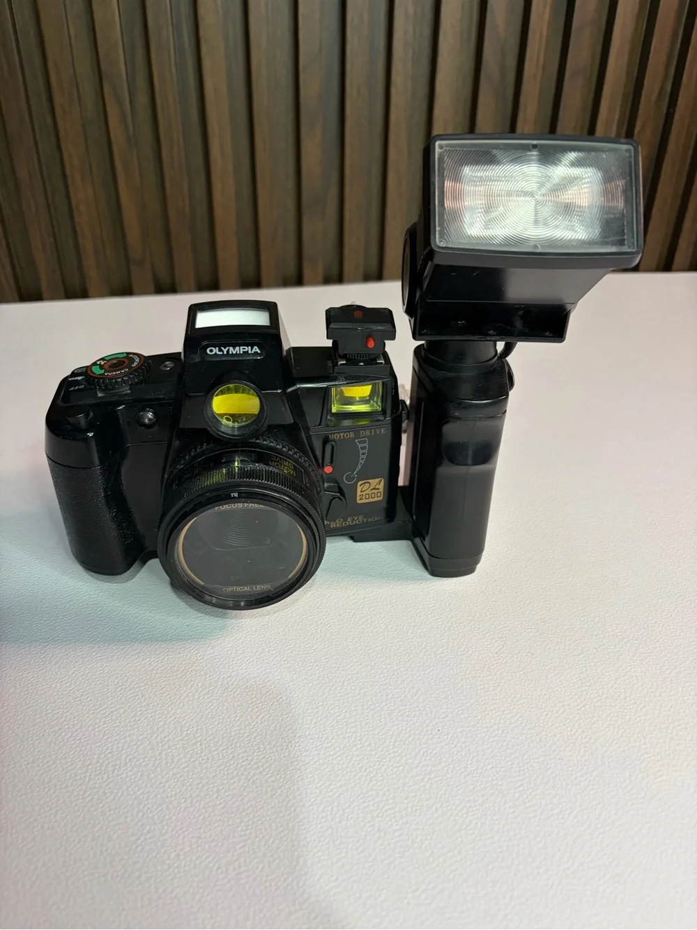 Olympus Black Film Camera with Detachable Flash Grip